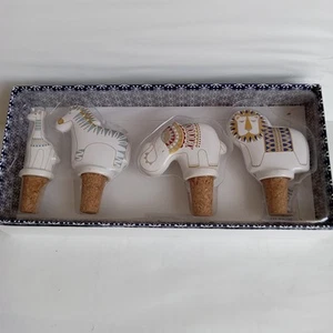 JONATHAN ADLER Set of 4 Happy Chic Animal Wine Bottle Stoppers Lion Giraffe NEW - Picture 1 of 7