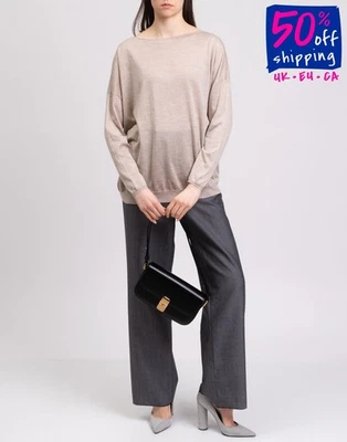 RRP €2240 BRUNELLO CUCINELLI Cashmere & Silk Jumper Size M Lightweight Boat Neck - Image 1 of 4