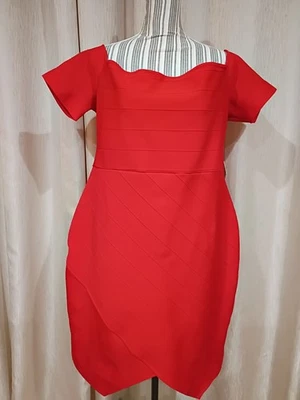 HYBRID & COMPANY Vestido de Fiesta Rojo Vendaje Bodycon Hombro Descubierto Talla Grande 3X Nuevo con Etiquetas Foto 1 de 4