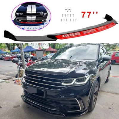 Alerón labial de parachoques delantero brillante divisor barbilla roja para VW Tiguan Limited 2007-2022 Foto 1 de 4