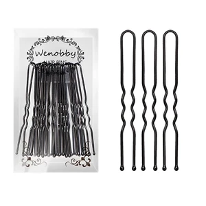 U Shaped Hair Pins for Buns, 100 PCS 2.8" Women Black - Picture 1 of 12