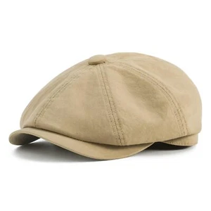 Men's Newsboy Gatsby Hat Cotton Vintage Flat Ivy Cabbie Cap Khaki 7 1/4 - Picture 1 of 7
