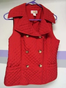 Talbots Petites Steppweste Damen Gr. M rot Button Down Taschen Kragen - Bild 1 von 5