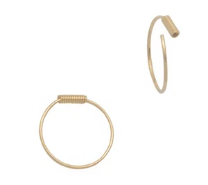 14k gold 15mm Gold Sleeper Wire Hoop Kid Earring ( come in a pair ) - Picture 1 of 1