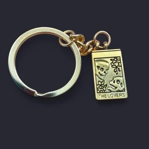 Gold The Lovers Tarot Card Keychain - Picture 1 of 3