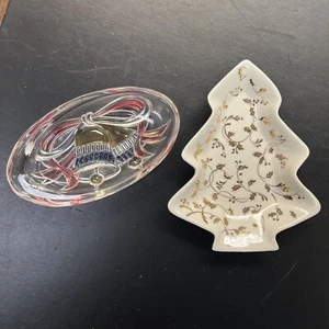 Platos de colección caramelo, nuez | Campanas de cinta de Navidad Mikasa | Árbol de Navidad acebo dorado - Imagen 1 de 16