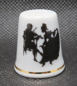 BOHEMIA CZECH REPUBLIC CHINA THIMBLE - MUSIC & DANCE LADY - Picture 1 of 6