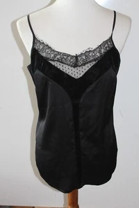 Blusa Worthington Negra con Correa de Espagueti Terciopelo, Satén, Encaje Talla M Nueva con Etiquetas $30 L#787 - Imagen 1 de 5