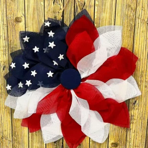 Patriotic Burlap Wreath 22" - Picture 1 of 3