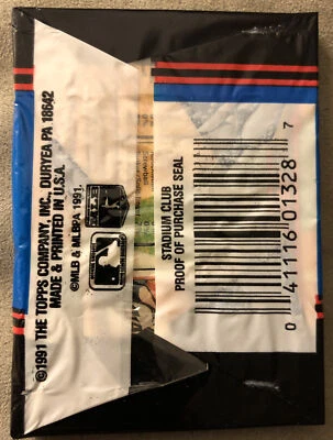 1991 Topps Stadium Club Pack Athletics Player? (Top) Jeff Brantley Giants (Back) - Image 1 of 2