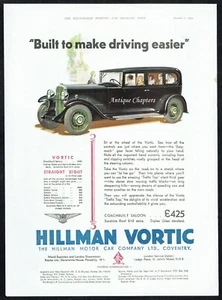 Anuncio Art Deco Hillman Vortic 1930 K655 - Imagen 1 de 1
