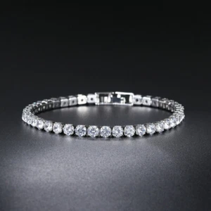 Pulsera Tenis Laboratorio Creado Diamante Acentos Plata 925 7"" Largo· - Imagen 1 de 5