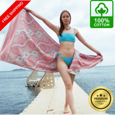 Toalla de playa orgánica 100 % algodón turco Peshtemal turco, toalla de piscina Foto 1 de 4