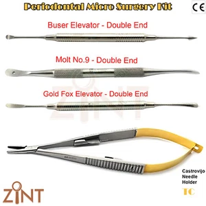 Periodontal Micro Surgery Kit Buser Castroviejo Needle holder Molt 9 Gold Fox UK - Picture 1 of 5