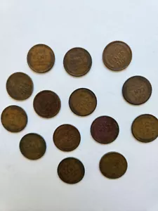 Lot of 14, 1920-D/2, S/1, P/11 Lincoln Wheat Pennies - Picture 1 of 4