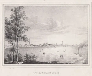 Lübeck Travemünde Original Lithografie 1840 - Bild 1 von 1