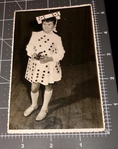 1960's Girl DOMINO DICE DRESS Costume Halloween Gambling Vintage Snapshot PHOTO - Picture 1 of 3