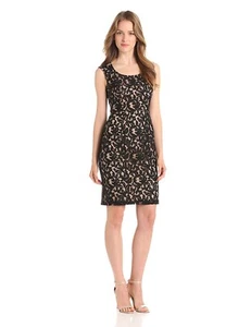 Adrianna Papell Women's Lace Black Sheath Dress Size 10 150589 - Picture 1 of 3