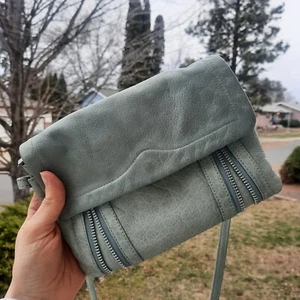 Anthropologie Day & Mood Pine Crossbody Bag Teal Mint Green Leather Zip Accent - Picture 1 of 10