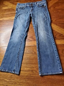American Eagle Jeans Size 8 Stretch Slim Boot Blue 32Wx28.5L Minor Wear - Picture 1 of 12
