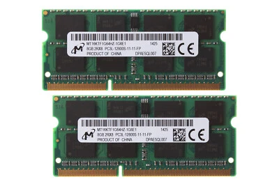 Micron 2X 8 Go 2RX8 DDR3L 1600 MHz PC3L-12800S 204PIN SODIMM mémoire RAM 1.35V - Photo 1/4