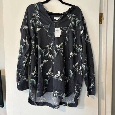 Top Pure Jill Estampado Línea A Mujer Talla XL Ruiseñor Pintado Vides Botones Foto 1 de 4