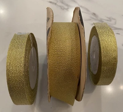 Cinta de oro brillante vintage acetato de rayón Mylar tejido oropel borde fundido Foto 1 de 4