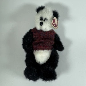Ty Plush Vintage Panda Checkers 1993 Sweater Jointed 8" With Tag 6031 - Picture 1 of 11