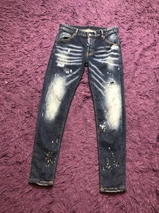 DSQUARED2 Denim pants blue jeans logo size 48 Avant Gard Distressed Faded Luxury - Picture 1 of 23