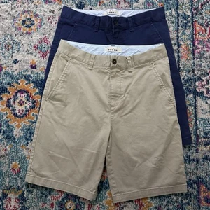 Mini Boden Boys Classic Chino Shorts Blue Tan Lot of 2 Size 14 Read* - Picture 1 of 9