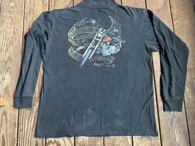 1989 Harley Davidson 3D Emblem Live to Ride Single Stitch Long Sleeve T Shirt XL - Image 1 of 4