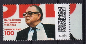 Deutschland BRD Jahrgang 2022 Motiv Politiker Geburtstag Wischnewski Mi 3700 ** - Bild 1 von 1