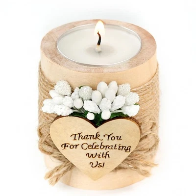 10 peças castiçais de madeira Tealight casamento chá de bebê favores de noiva luz B... - Imagem 1 de 4