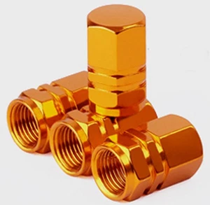 Gold Car Tire Tyre Wheel Air Port Dust Cover Ventil Rim Valve Stem Caps 4PCS - Picture 1 of 21