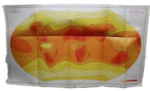 ISOLINES OF GLOBAL RADIATION EARTH WORLD CLIMATE MAP 1966 HEIDELBURGER ACADEMY - Picture 1 of 5
