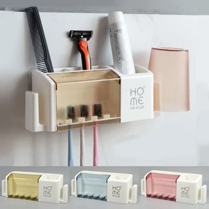 Zahnbürstenhalter Wandmontage Zahnbürstenhalter Becheraufbewahrung Multifunktional - Bild 1 von 21