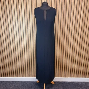 Max Mara Pianoforte Evening Dress UK 14 Black Maxi Length Fitted Straight Slit - Picture 1 of 12