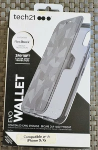 Tech 21 Evo Wallet Case Folio Concealed Card Storage iPhone X XS Black Grey Camo - Picture 1 of 6