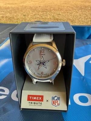 Reloj Dallas Cowboys NFL Timex Banda de Silicona Blanca Estuche de Acero Inoxidable Foto 1 de 2