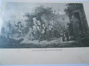 Gravure 1866 - Le retour de la fête de village les enfants - Foto 1 di 1