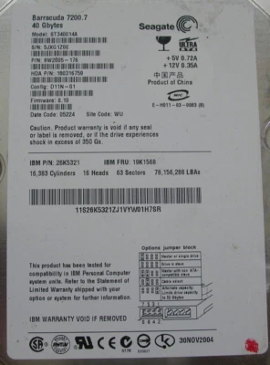 Seagate barracuda 7200.7 40gb ST340014A 100282775 8.10 Ide HDD 3,5 Pata - Image 1 of 2