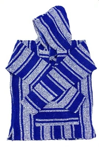 Mexican Poncho Baja Hoodie Surfer Skater Drug Rug Pullover Dodgers BLUE & WHITE - Picture 1 of 2