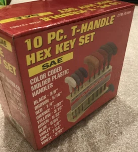 10 Hex Keys!!! SAE T-Handle Color-Coded Hex Key Set w/ Rack - Sealed! - Picture 1 of 4