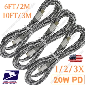 For iPhone 14 13 12 11 Pro XR 8 7 20W Charger Cable PD Fast Charging Cord 6/10FT - Picture 1 of 15