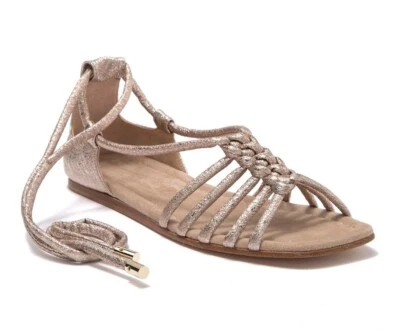 Sandália AGL Attilio Giusti Leombruni tornozelo gladiador ouro nude tamanho 8 nova na caixa $480 - Imagem 1 de 4