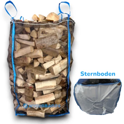 MYBIGBAG24 Premium Woodbag Holzbag BigBag Premium Brennholz Holz Big Bag Sternenboden Säcke
