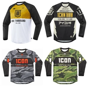 Icon Long Sleeve Jersey T-Shirt for Motorcycle Street Riding FREE RETURNS - Picture 1 of 10