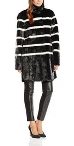 Armani Jeans women's coat faux fur black striped - size 42IT/10UK, relaxed fit - Picture 1 of 12