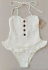 NWT Tacoola Crochet Vintage One-Piece Swimsuit, Cream, Size M and L