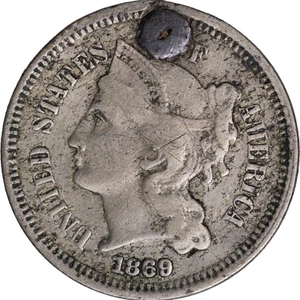 1869 Three Cent Nickel ~ Fine Details - Picture 1 of 2